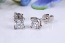 Load image into Gallery viewer, Two carat Square Lab Diamond Solitaire Stud Earrings set in Platinum, Top Grade Diamonds
