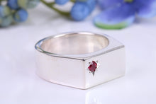 Load image into Gallery viewer, Very Large and Chunky Ruby set Signet Ring, Made From Completely Solid Cast Silver, British Hallmarked