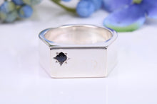 Load image into Gallery viewer, Very Large and Chunky Sapphire set Signet Ring, Made From Completely Solid Cast Silver, British Hallmarked