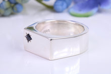 Load image into Gallery viewer, Very Large and Chunky Sapphire set Signet Ring, Made From Completely Solid Cast Silver, British Hallmarked