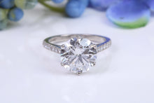 Load image into Gallery viewer, Very Large Four carat Certified Round cut Lab Diamond set Platinum Solitaire, Top Graded Diamond