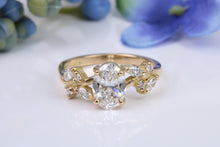 Load image into Gallery viewer, One carat Oval cut and Flanked with Round and Marquise cut Lab Grown Diamond set Engagement Ring, Absolutely Stunning Ring
