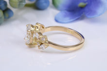 Load image into Gallery viewer, One carat Oval cut and Flanked with Round and Marquise cut Lab Grown Diamond set Engagement Ring, Absolutely Stunning Ring