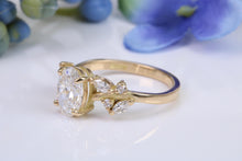 Load image into Gallery viewer, One carat Oval cut and Flanked with Round and Marquise cut Lab Grown Diamond set Engagement Ring, Absolutely Stunning Ring