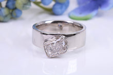 Load image into Gallery viewer, 7 mm Wide Off set Two carat D VS 1 Graded Certified Radiant cut Diamond set Ring