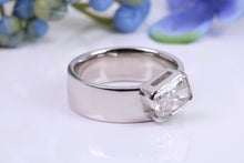 Load image into Gallery viewer, 7 mm Wide Off set Two carat D VS 1 Graded Certified Radiant cut Diamond set Ring