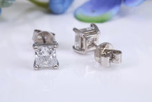 Load image into Gallery viewer, Two carat Square Lab Diamond Solitaire Stud Earrings set in Platinum, Top Grade Diamonds