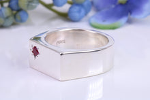 Load image into Gallery viewer, Very Large and Chunky Ruby set Signet Ring, Made From Completely Solid Cast Silver, British Hallmarked