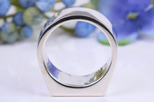 Load image into Gallery viewer, Very Large and Chunky Sapphire set Signet Ring, Made From Completely Solid Cast Silver, British Hallmarked