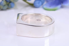 Load image into Gallery viewer, Very Large and Chunky Sapphire set Signet Ring, Made From Completely Solid Cast Silver, British Hallmarked