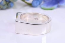 Load image into Gallery viewer, Very Large and Chunky Sapphire set Signet Ring, Made From Completely Solid Cast Silver, British Hallmarked