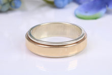 Load image into Gallery viewer, 6 mm Wide Spinning Band, Solid Yellow and White Gold, Middle Section Spins Around, British Hallmarked