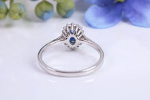 Load image into Gallery viewer, Beautiful Blue Sapphire and Diamond Halo set Ring