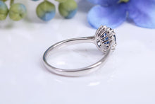 Load image into Gallery viewer, Beautiful Blue Sapphire and Diamond Halo set Ring