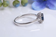 Load image into Gallery viewer, Beautiful Blue Sapphire and Diamond Halo set Ring