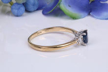 Load image into Gallery viewer, Traditional Sapphire and Diamond Two Tone Trilogy Ring, Made From 18ct Yellow and White Gold