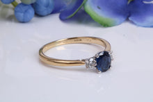 Load image into Gallery viewer, Traditional Sapphire and Diamond Two Tone Trilogy Ring, Made From 18ct Yellow and White Gold