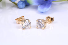 Load image into Gallery viewer, One carat each D V V S 1 Graded Certified Diamond Set 18ct Yellow Gold Solitaire Stud Earrings, Best Graded Lab Diamonds