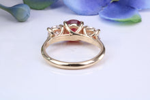 Load image into Gallery viewer, Stunning Ruby and Diamond Trilogy set Gold Ring, 1.77ct Ruby, 1.00ct D VVS1 Graded Diamonds, British Hallmarked