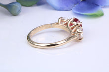 Load image into Gallery viewer, Stunning Ruby and Diamond Trilogy set Gold Ring, 1.77ct Ruby, 1.00ct D VVS1 Graded Diamonds, British Hallmarked