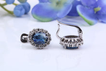 Load image into Gallery viewer, Beautiful Natural Blue Sapphire and Diamonds set Earrings, Made from 18ct White Gold, British Hallmarked