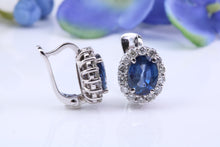 Load image into Gallery viewer, Beautiful Natural Blue Sapphire and Diamonds set Earrings, Made from 18ct White Gold, British Hallmarked