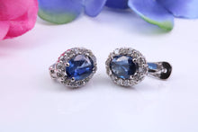 Load image into Gallery viewer, Beautiful Natural Blue Sapphire and Diamonds set Earrings, Made from 18ct White Gold, British Hallmarked
