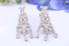 Load image into Gallery viewer, Very dressy natura Diamond set Dropper Earrings, made from 18ct White Gold, British Hallmarked