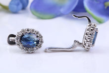 Load image into Gallery viewer, Beautiful Natural Blue Sapphire and Diamonds set Earrings, Made from 18ct White Gold, British Hallmarked