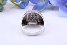 Load image into Gallery viewer, Natural Blue Sapphire set Signet Ring, Made From Solid Cast Silver, British Hallmarked