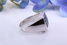 Load image into Gallery viewer, Natural Blue Sapphire set Signet Ring, Made From Solid Cast Silver, British Hallmarked