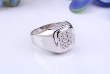 Load image into Gallery viewer, Diamonds set Signet Ring, Made From Solid Cast Silver, British Hallmarked