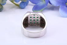 Load image into Gallery viewer, Natural Emeralds set Signet Ring, Made From Solid Cast Silver, British Hallmarked