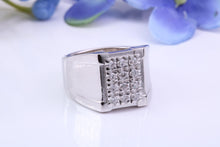 Load image into Gallery viewer, Diamonds set Signet Ring, Made From Solid Cast Silver, British Hallmarked