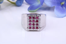 Load image into Gallery viewer, Natural Rubies set Signet Ring, Made From Solid Cast Silver, British Hallmarked