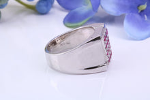 Load image into Gallery viewer, Natural Rubies set Signet Ring, Made From Solid Cast Silver, British Hallmarked