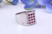 Load image into Gallery viewer, Natural Rubies set Signet Ring, Made From Solid Cast Silver, British Hallmarked