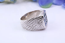 Load image into Gallery viewer, Chunky One carat Natural Blue Sapphire set Signet Ring, Made From Solid Cast Silver, British Hallmarked