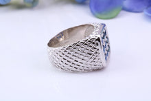 Load image into Gallery viewer, Chunky One carat Natural Blue Sapphire set Signet Ring, Made From Solid Cast Silver, British Hallmarked