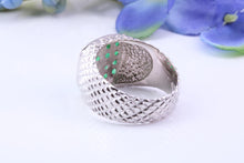 Load image into Gallery viewer, Chunky Half carats of Natural Emeralds set Signet Ring, Made From Solid Cast Silver, British Hallmarked