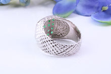 Load image into Gallery viewer, Chunky Half carats of Natural Emeralds set Signet Ring, Made From Solid Cast Silver, British Hallmarked