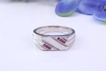 Load image into Gallery viewer, Natural Rubies set Signet Ring, Made From Solid Cast Silver, British Hallmarked