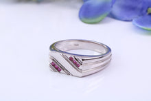 Load image into Gallery viewer, Natural Rubies set Signet Ring, Made From Solid Cast Silver, British Hallmarked