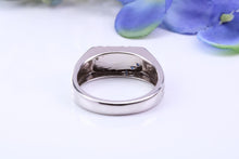 Load image into Gallery viewer, Natural Blue Sapphire set Signet Ring, Made From Solid Cast Silver, British Hallmarked