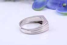 Load image into Gallery viewer, Natural Blue Sapphire set Signet Ring, Made From Solid Cast Silver, British Hallmarked