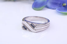 Load image into Gallery viewer, Natural Blue Sapphire set Signet Ring, Made From Solid Cast Silver, British Hallmarked