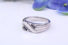 Load image into Gallery viewer, Natural Blue Sapphire set Signet Ring, Made From Solid Cast Silver, British Hallmarked