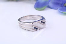 Load image into Gallery viewer, Natural Blue Sapphire set Signet Ring, Made From Solid Cast Silver, British Hallmarked