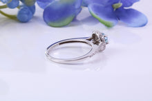 Load image into Gallery viewer, Aquamarine and Diamonds Double Halo set 18ct White Gold Ring