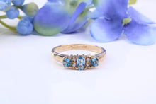 Load image into Gallery viewer, Sky Blue Topaz and Diamond set Yellow Gold Ring